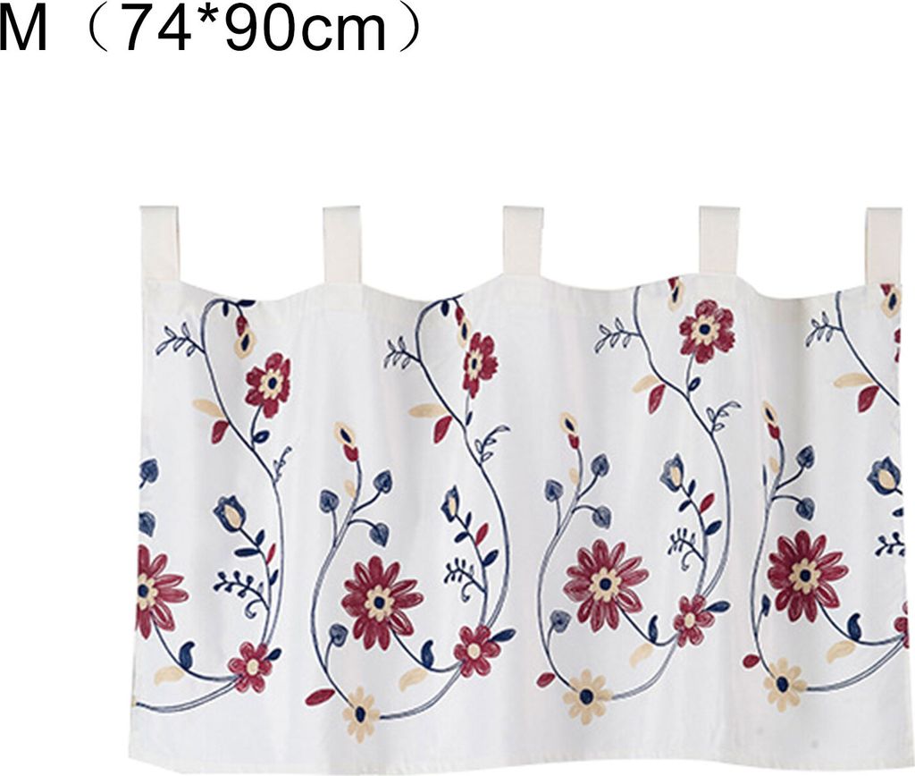 Polyester Blumendruck Küche Kurzvorhangfenster Valance Drape Wohnkultur-Weinrot ,Größen:M