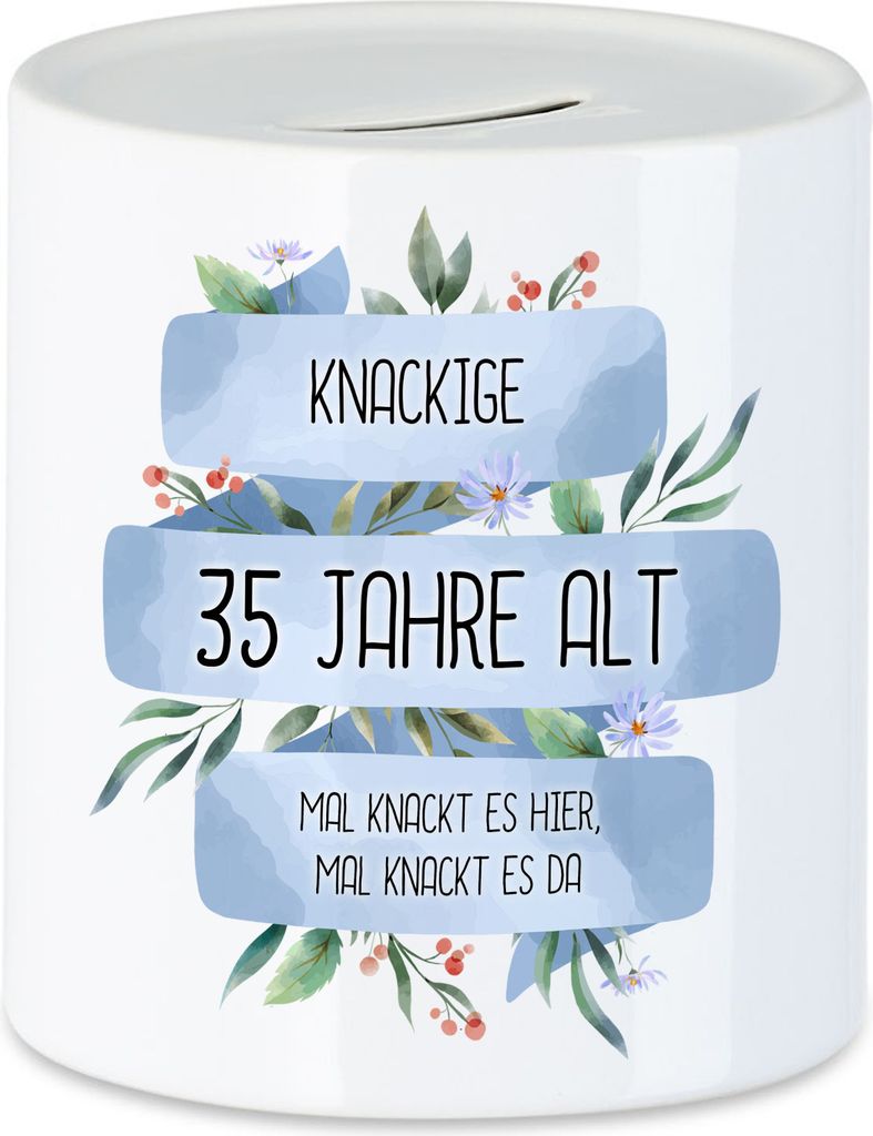 Knackige 35 Jahre Alt Spardose Humorvoll Spruch-Beutel Mal Produktbild 