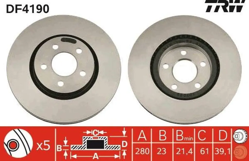 Disque de frein TRW DF4190 : solution freinage pour PT Cruiser OE 4509994