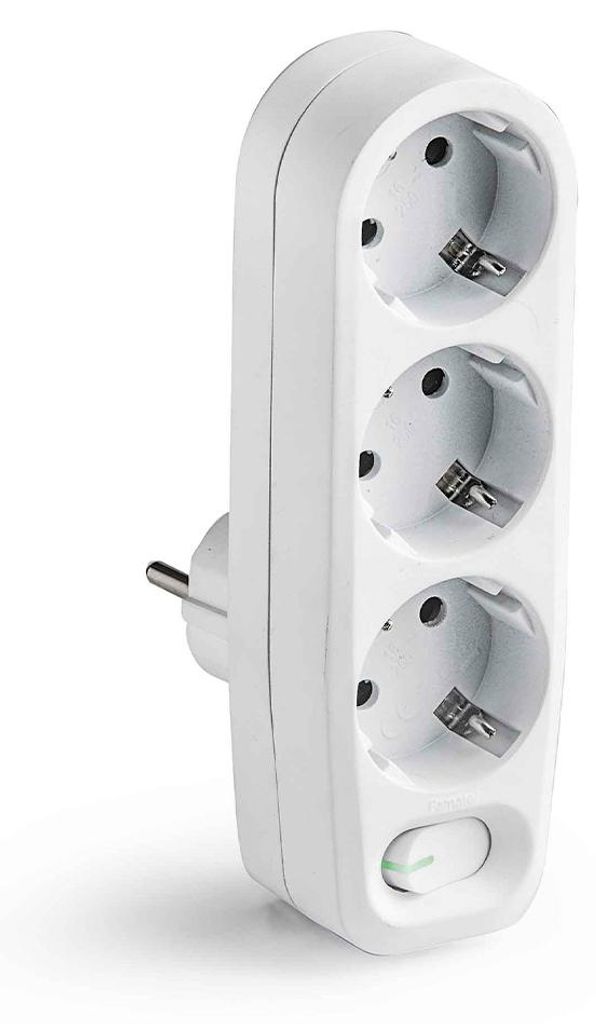Famatel Dreifach-steckeradapter Und Schalter Weiß  Weiß One Produktbild 