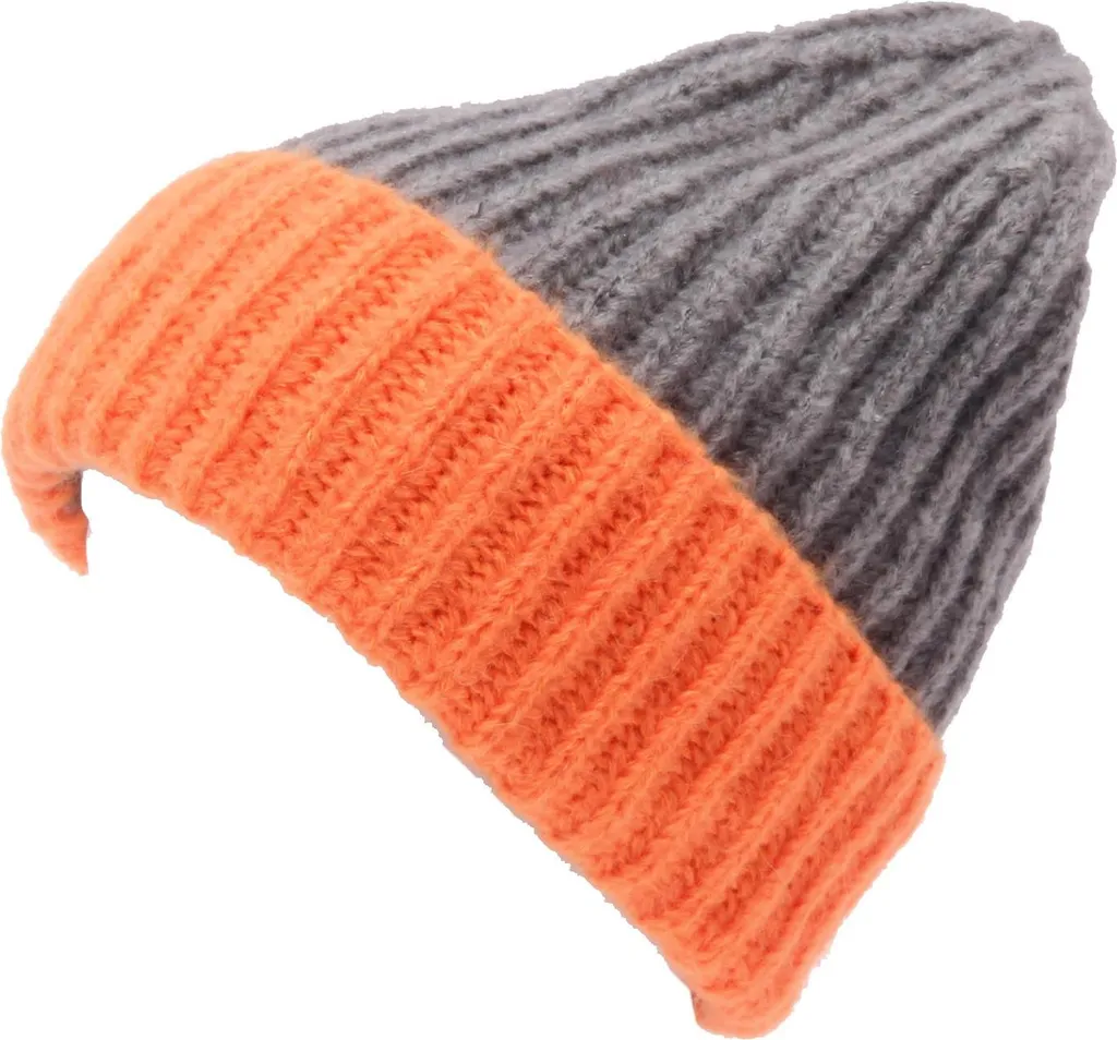 4492AG cuffia donna KONTATTO grey/orange wool blend beanie hat woman