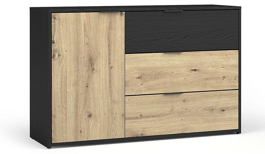 Kommode Upsala Sideboard 125x36,5x79cm mit Schubladen graphit / Eiche Artisan