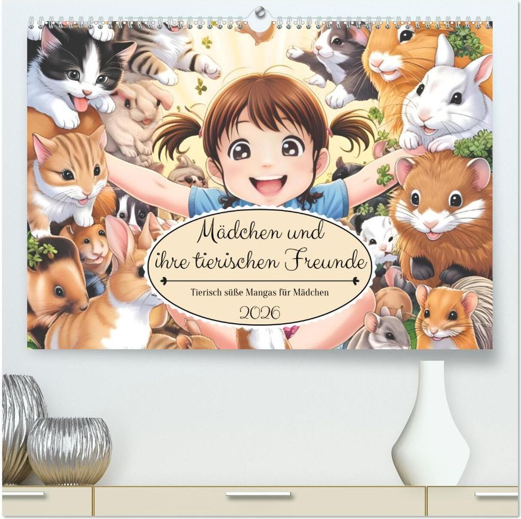 Mädchen und ihre tierischen Freunde - Tierisch süße Mangas für Mädchen (hochwertiger Premium Wandkalender 2026 DIN A2 quer), Kunstdruck in Hoc...