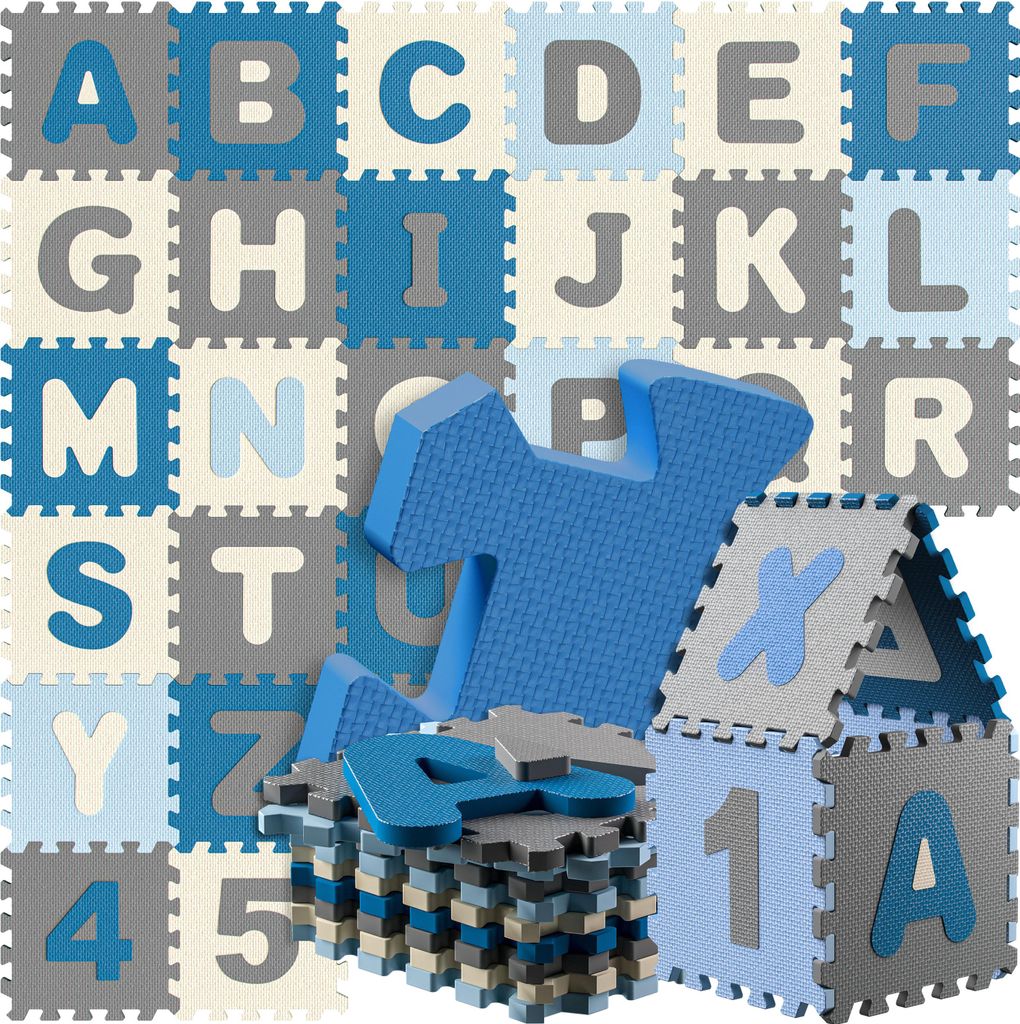 SPIELWERK Tapis Puzzle d'éveil et de jeu Bleu - Dalles en Image du produit 