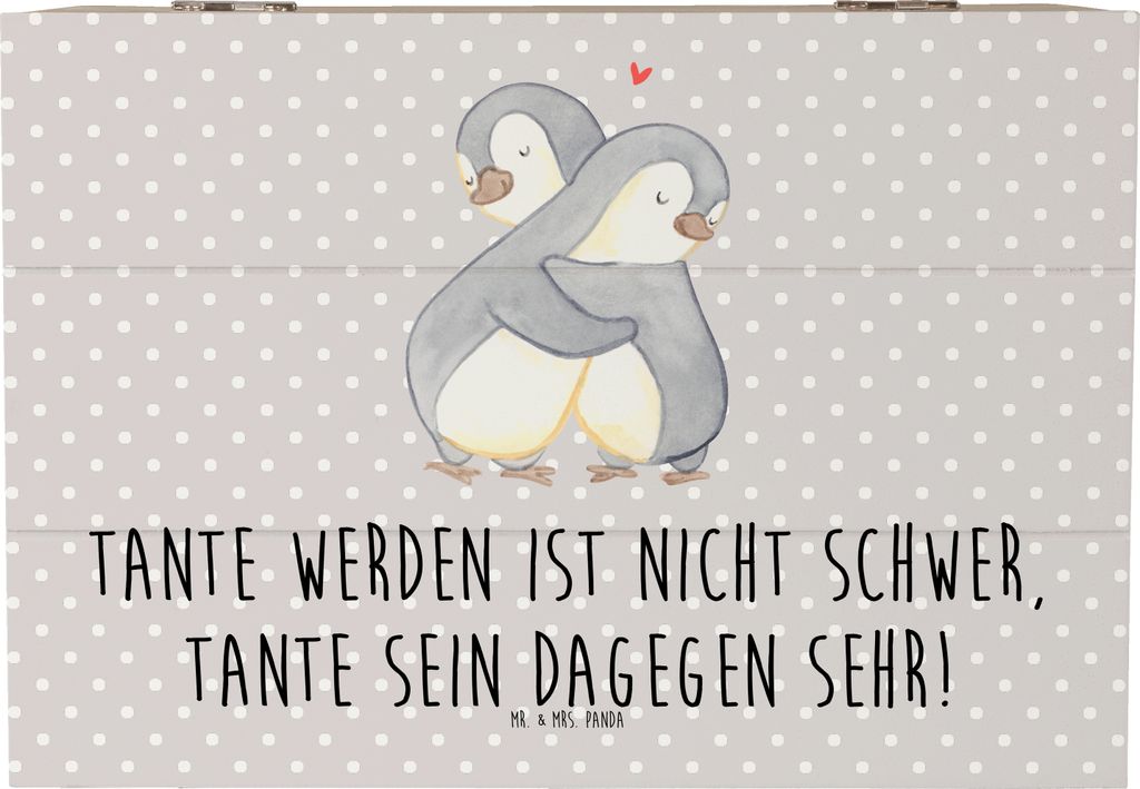 Mr. & Mrs. Panda Holzkiste Tolle Tante 22 x 15 cm - Grau Pastell - Geschenk, fotobox, Weihnachten, Kiste, Neffe, Aufbewahrungstruhe, Geschenke, fü...