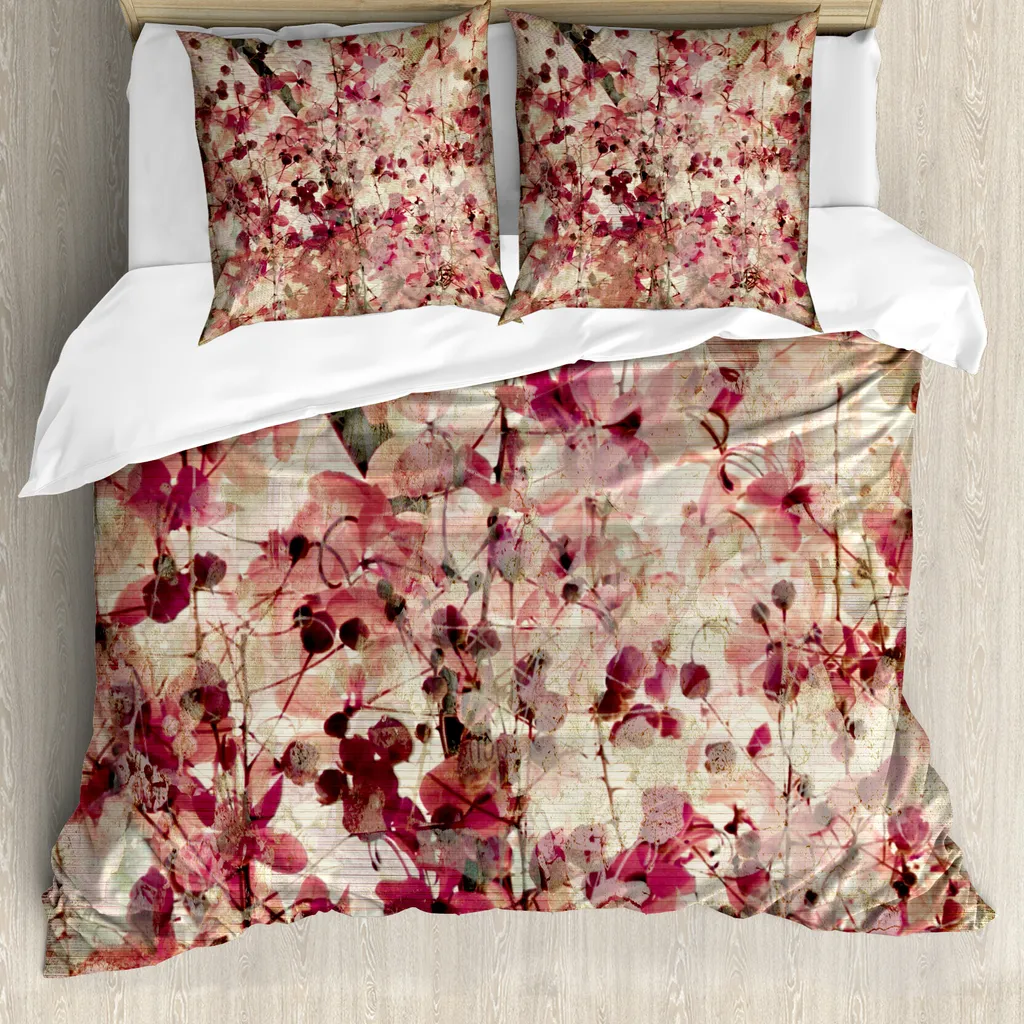 Copripiumino Matrimoniale Retrò ABAKUHAUS Fiori di Ciliegio 3 Pezzi