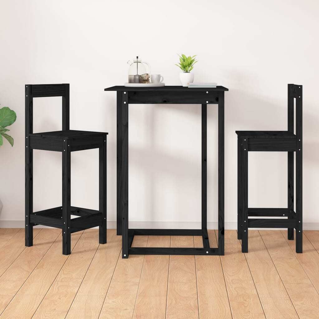 "im Angebot" Barstühle 2 Stk. Schwarz 40x41,5x112 cm Massivholz Kiefer - Esszimmerstühle CC21933