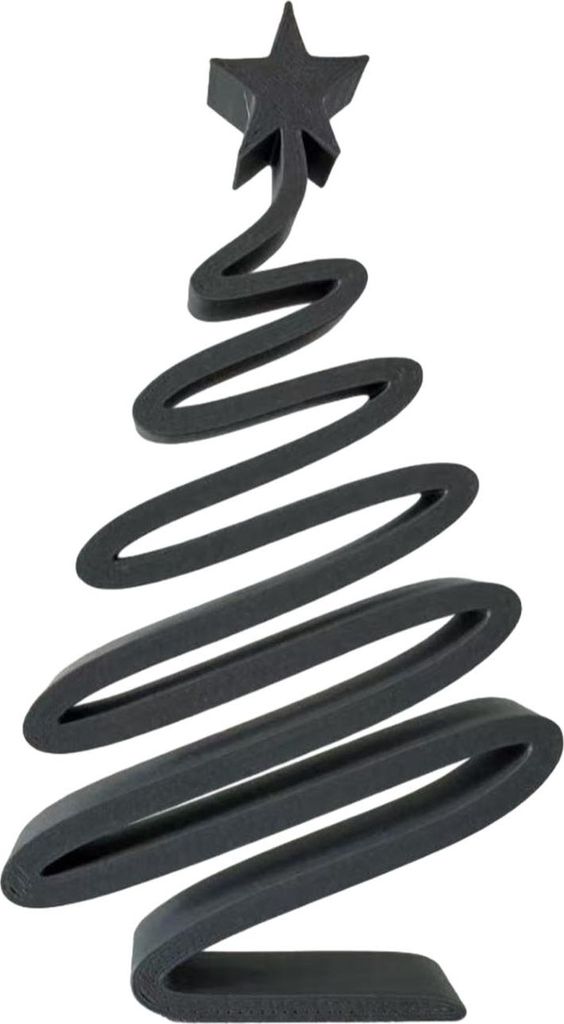 3D-gedruckte spiralförmige Weihnachtsbaumfigur als festliche Tischdekoration für den Winter, z. B. für Kaminsims oder Schreibtisch.