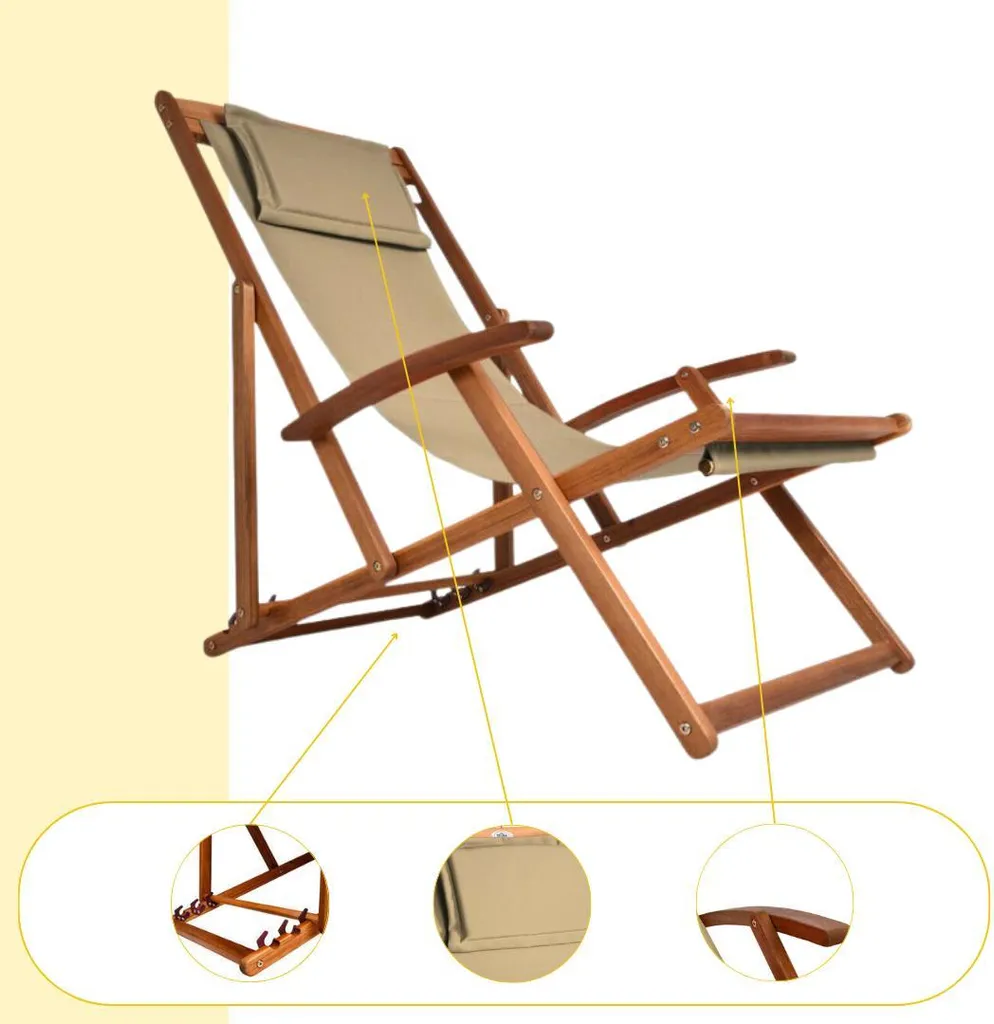 Chaise longue SIENA beige structure robuste 102cm - Transat ergonomique - 6