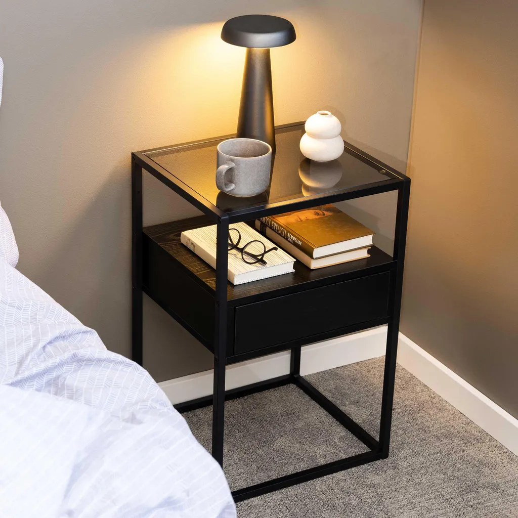 Table de nuit grise Randolf compacte pour optimiser les petits espaces - 11