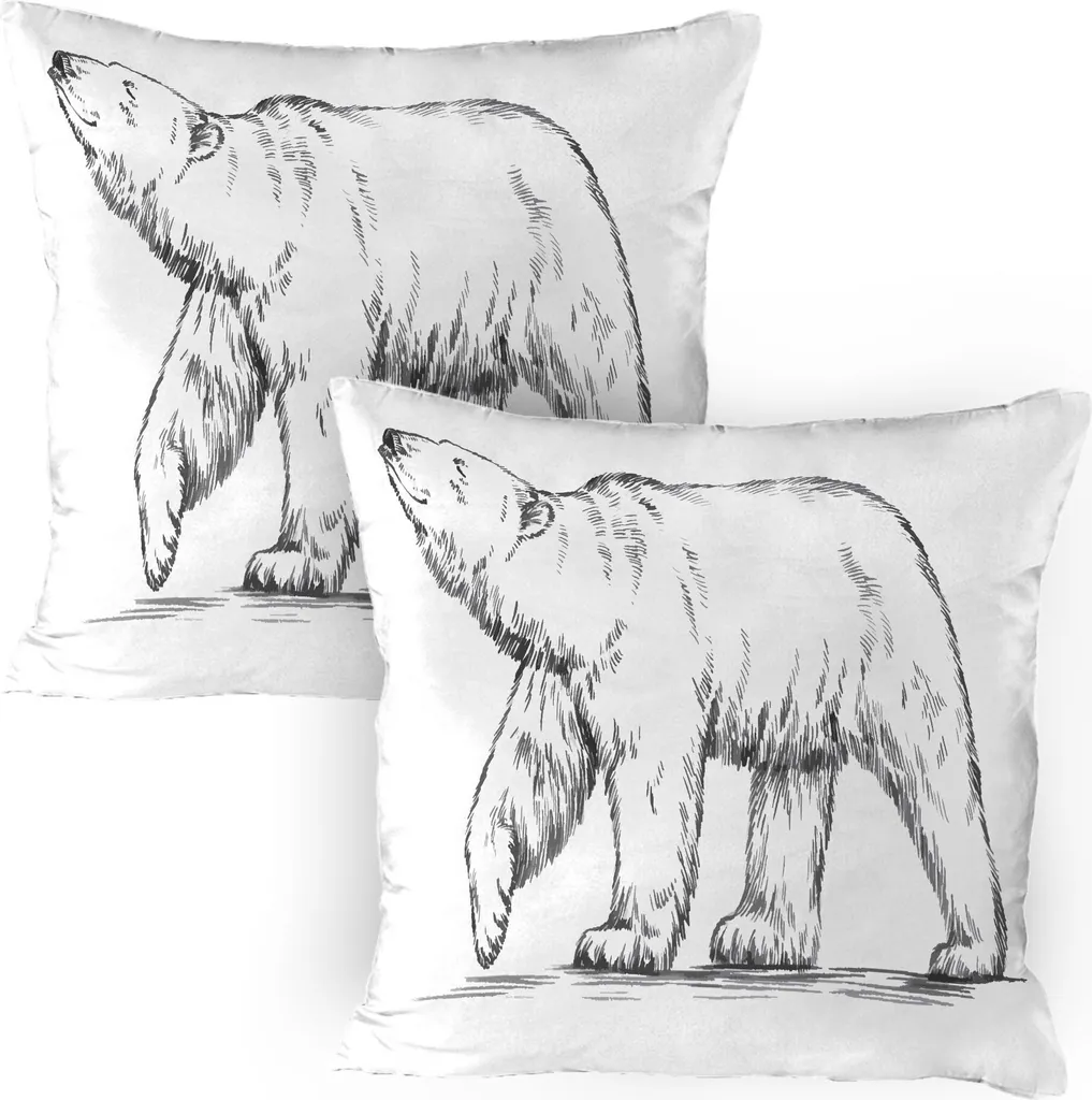 Grandes housses de coussin 80x80 cm résistantes motif ours polaire