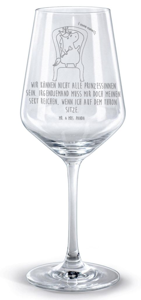 Mr. & Mrs. Panda wein glas Einhorn Prinzessin - Transparent - Geschenk, Monat, für rotwein, Burgunderglas, Geburtstagsgeschenk, weinglas graviert,...