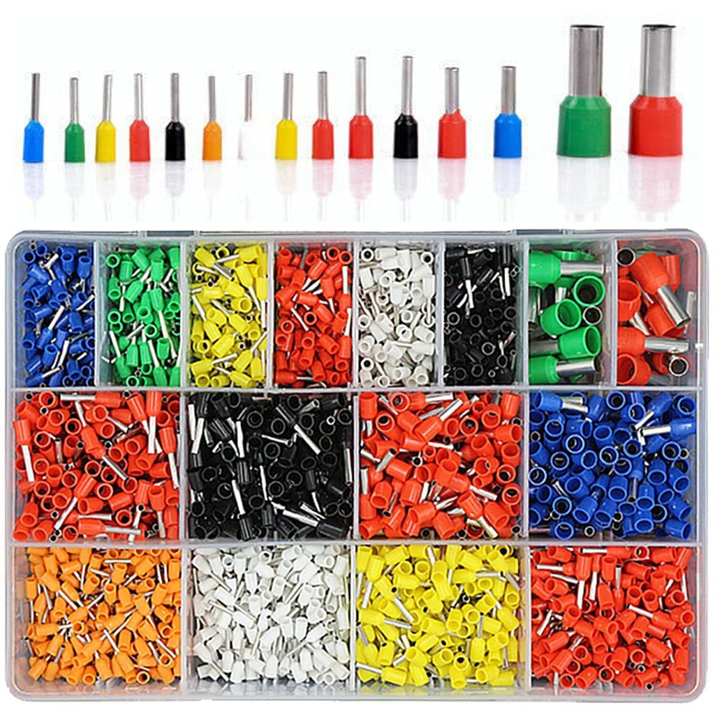 2120 Stück Aderendhülsen Sortiment Set, Aderendhülsen 0.5mm²-16mm², Adernendhuelsen für Heimwerker Isolierte Hülsen