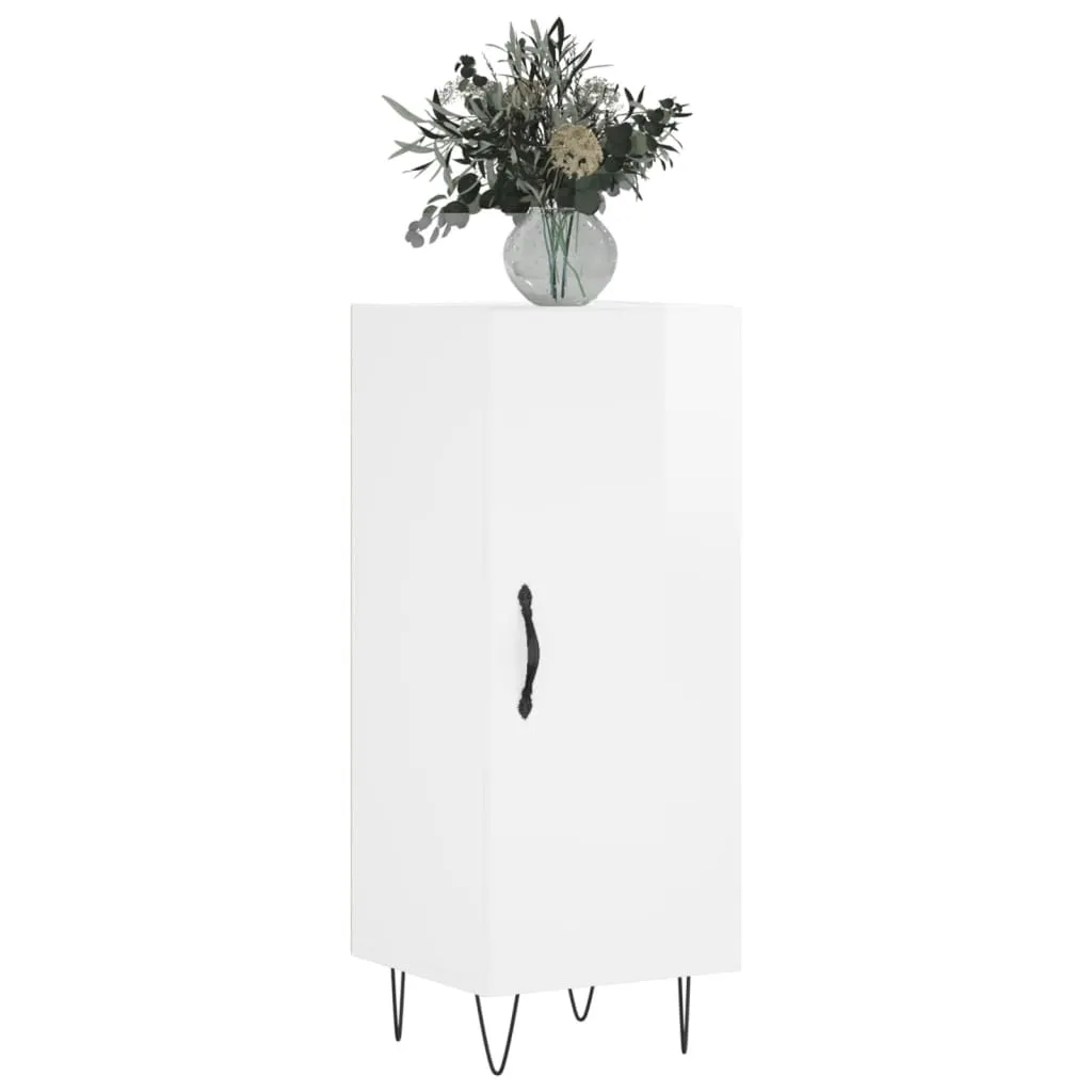 Meuble de Rangement Blanc Brillant en Bois Composite Robuste 90 cm