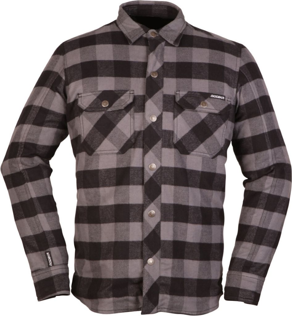 Modeka Nooner Motorrad Hemd, grau/schwarz, XL