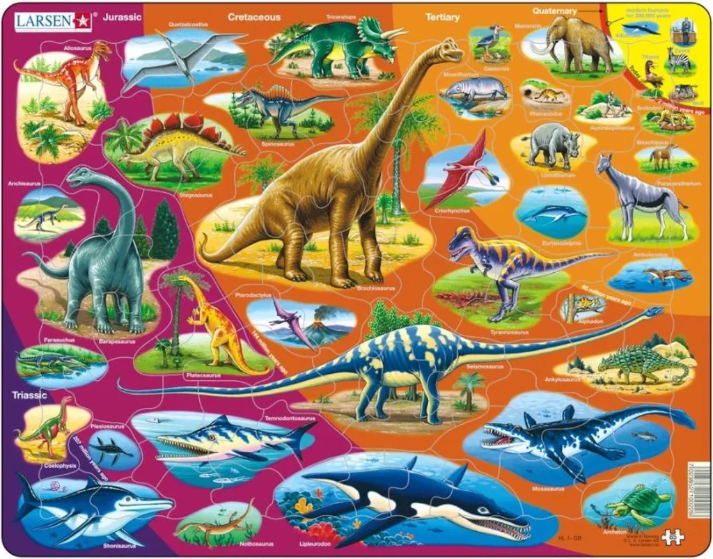 Puzzle dinosaures Larsen, jeu éducatif 85 pièces pour enfant