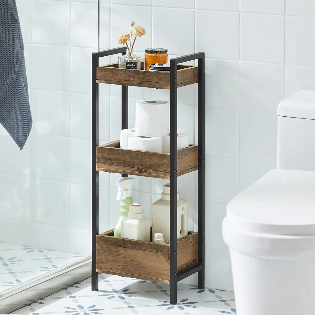 Gagnez de la Place en Salle de Bain avec cette Armoire Étroite en Bois