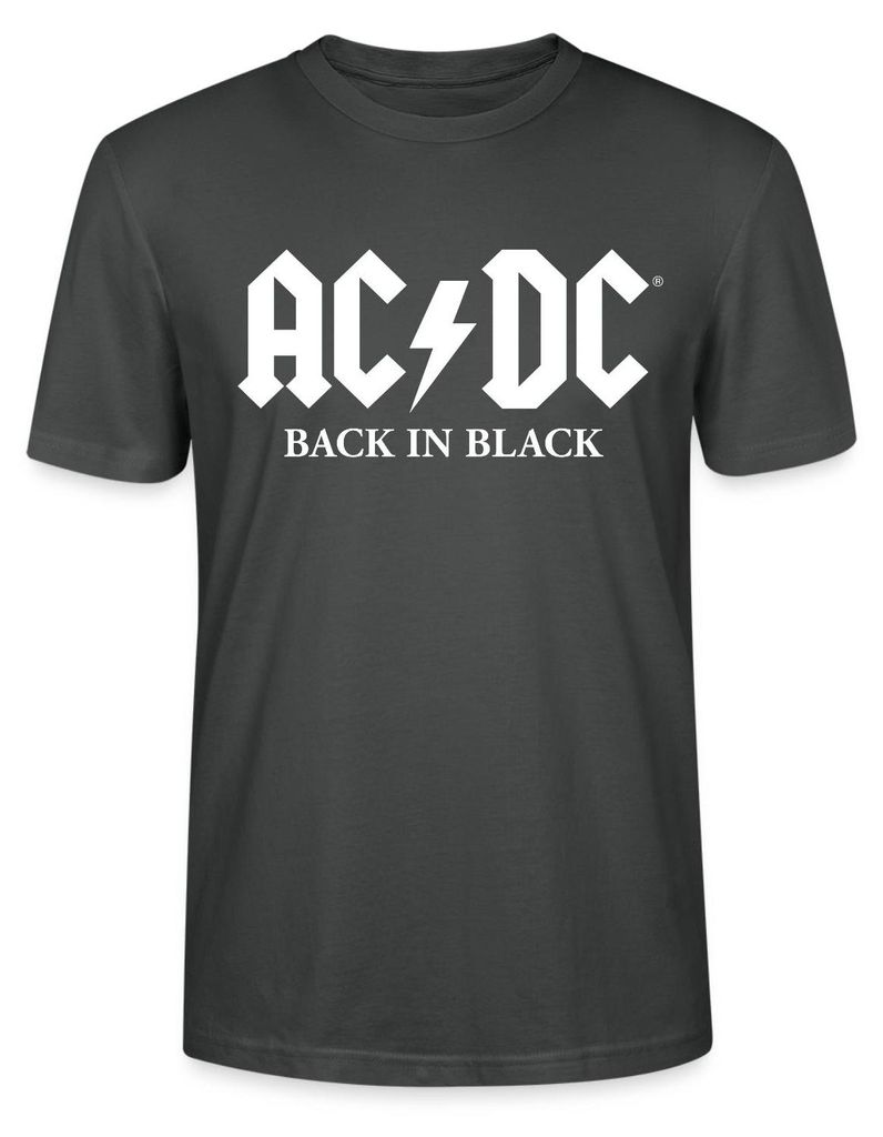 Spreadshirt AC/DC Back In Black Logo Mit Blitz Uni Bio T-Shirt, M, Anthrazit