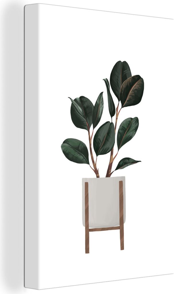 OneMillionCanvasses - Leinwandbilder - 90x140 cm, Pflanzen - Blumentopf - Weiß, Wandbilder Kunstdruck Wanddekoration - Wandschmucke - Schlafzimmer