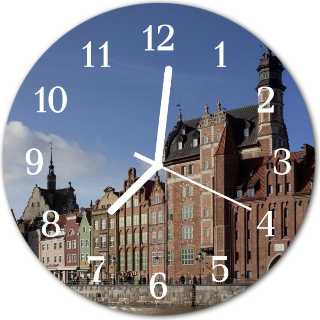Glasuhr Wanduhr Küchenuhr Echt-Glas 30fi cm Danzig mehrfarbig