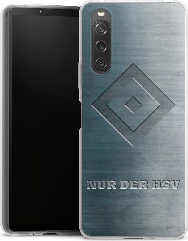 DeinDesign Handyhülle für Sony Xperia 10 V Silikon Hülle Case Smartphone Schutzhülle HSV Hamburger SV Metallic Look