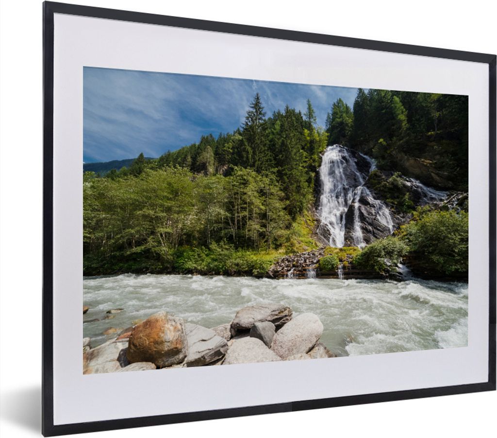 MuchoWow MuchoWow Gerahmtes Poster Wasserfall am Großglockner in Österreich 40x30 cm - Poster mit zchwarzem Bilderrahmen - Bilderrahmen - Pos...