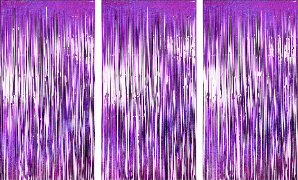 3-teiliger Regenvorhang, 1 x 2,5 m, glitzerndes Folienfransen-Hintergrund-Set, Quasten-Hintergrundvorhänge, Hochzeiten, Fotoautomaten-Requisiten, ...