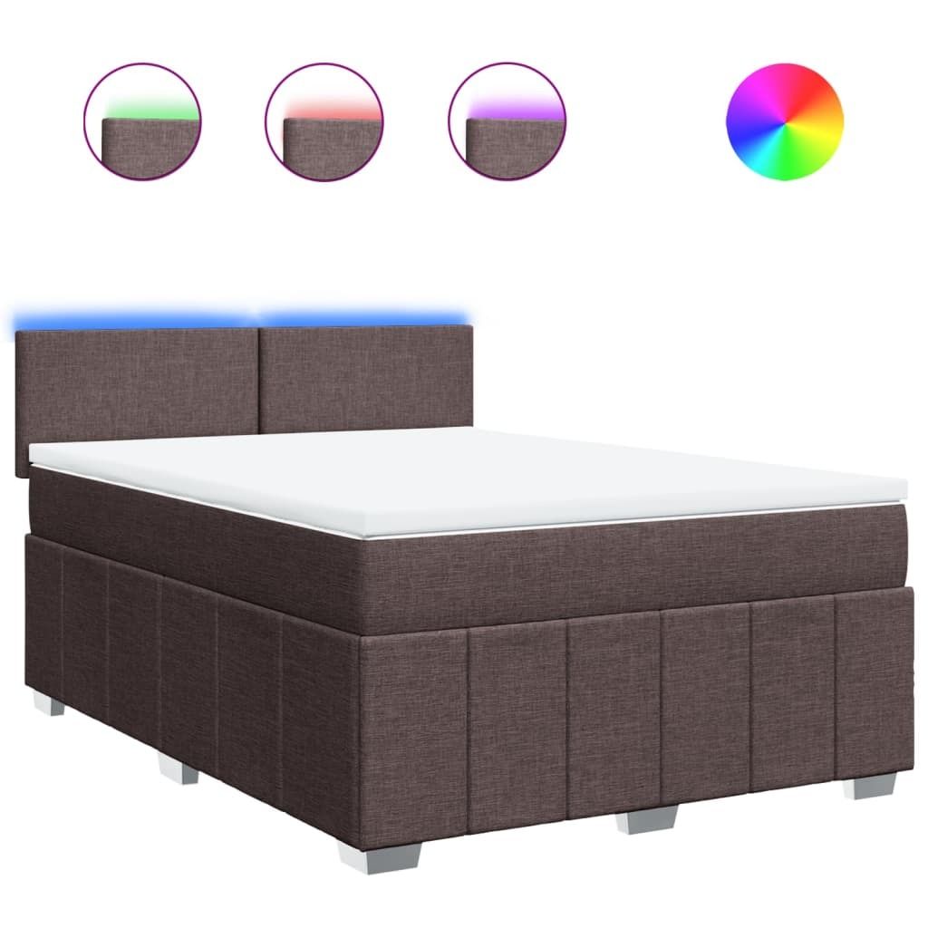 vidaXL Boxspringbett mit Matratze Dunkelbraun 140x200 cm Produktbild 