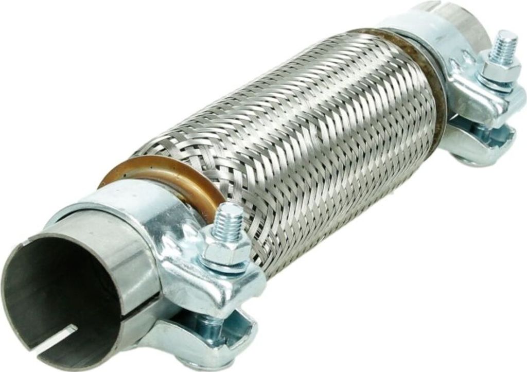 ECD Germany Universal Flexrohr mit 2 Schellen, 45x200 mm, aus Edelstahl, Interlock, Montage ohne Schweißen, Flexibles Rohr, Flexstück Wellrohr Ho...