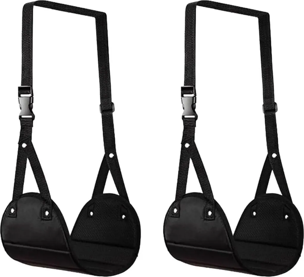 Lot de 2 repose-pieds de voyage pliables pour avion - Hamac jambe noir