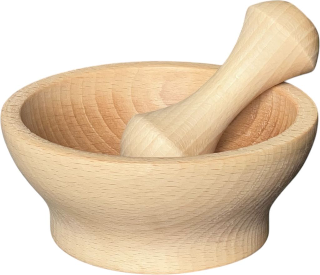 Holzmörser für Gewürze Kräuter rund Buche Produktbild 