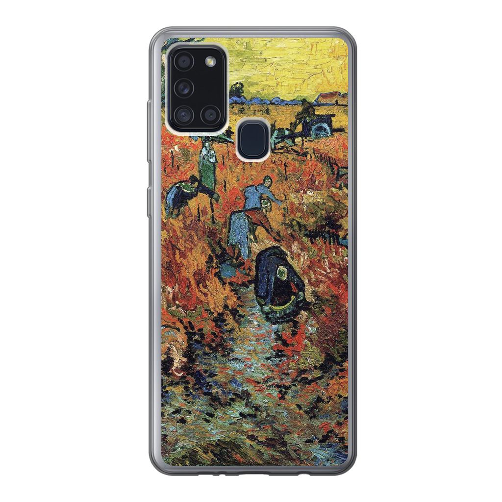 MuchoWow Handyhülle Schutzhülle Hülle für Samsung Galaxy A21s Der rote Weinberg - Vincent van Gogh Silikon Softcase Handy Hülle - Hartschale