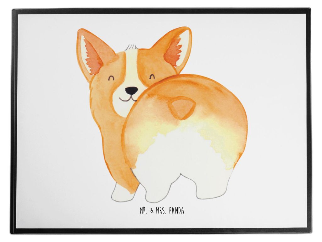 Mr. & Mrs. Panda tischauflage Corgi Po - Weiß - Geschenk, Hund, schreibtischunterlage, Wauwau, Tischunterlage, Spruch, Sprüche, tischmatte, schre...