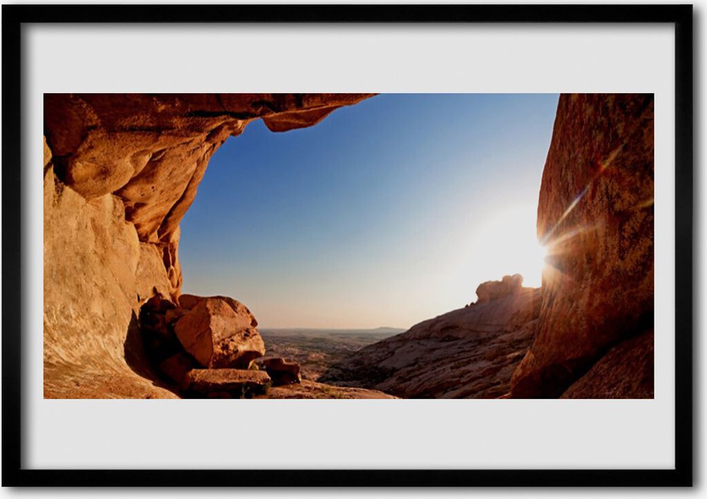 Bild 100x70 MDF-Rahmen Wandkunst Sun Rock Landschaft