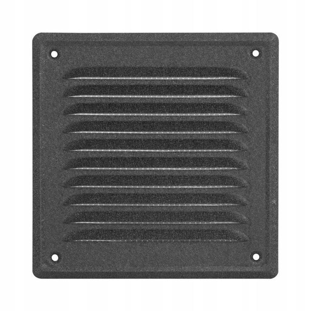 Adgo, Lüftungsgitter 20x20 cm mit Insektenschutz Flach, aus Edelstahl, Graphit matt