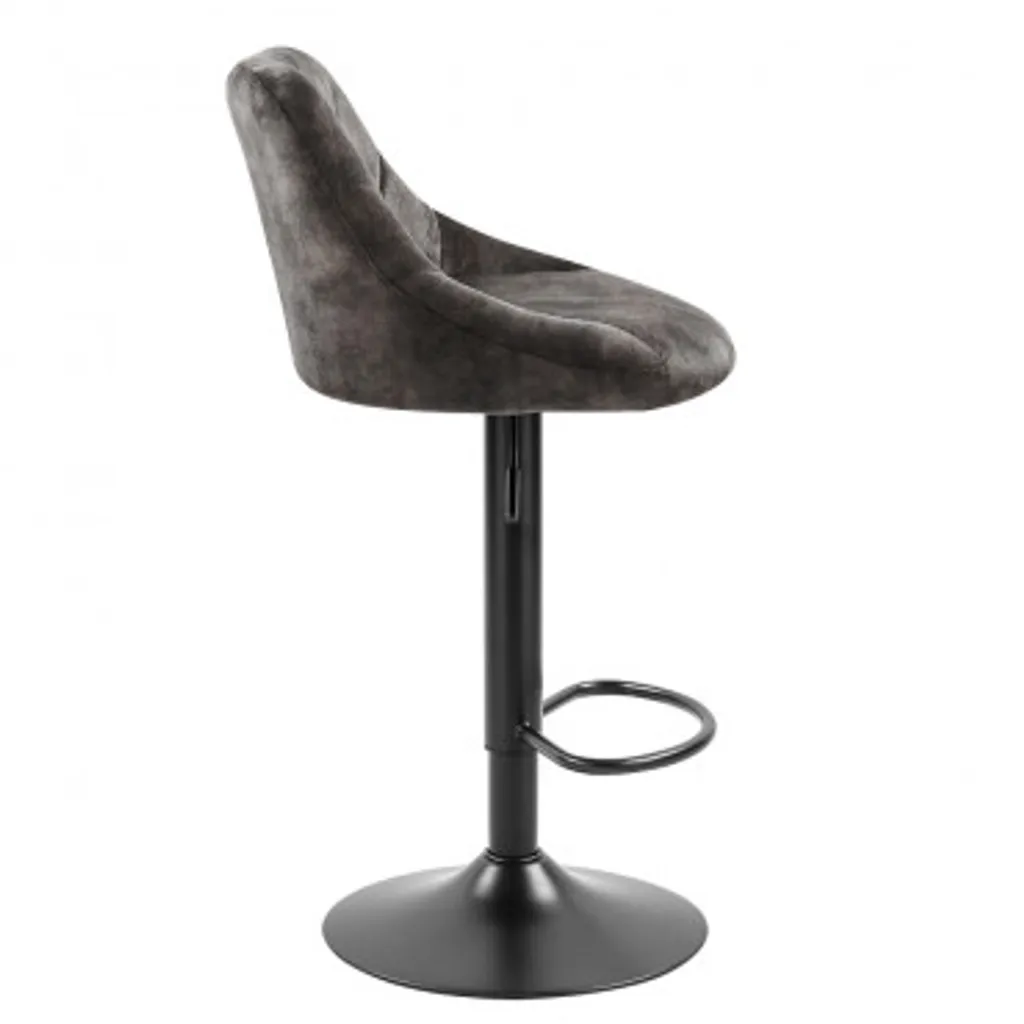 Tabouret de Bar Pivotant Trace Anthracite Textile et Structure Noire