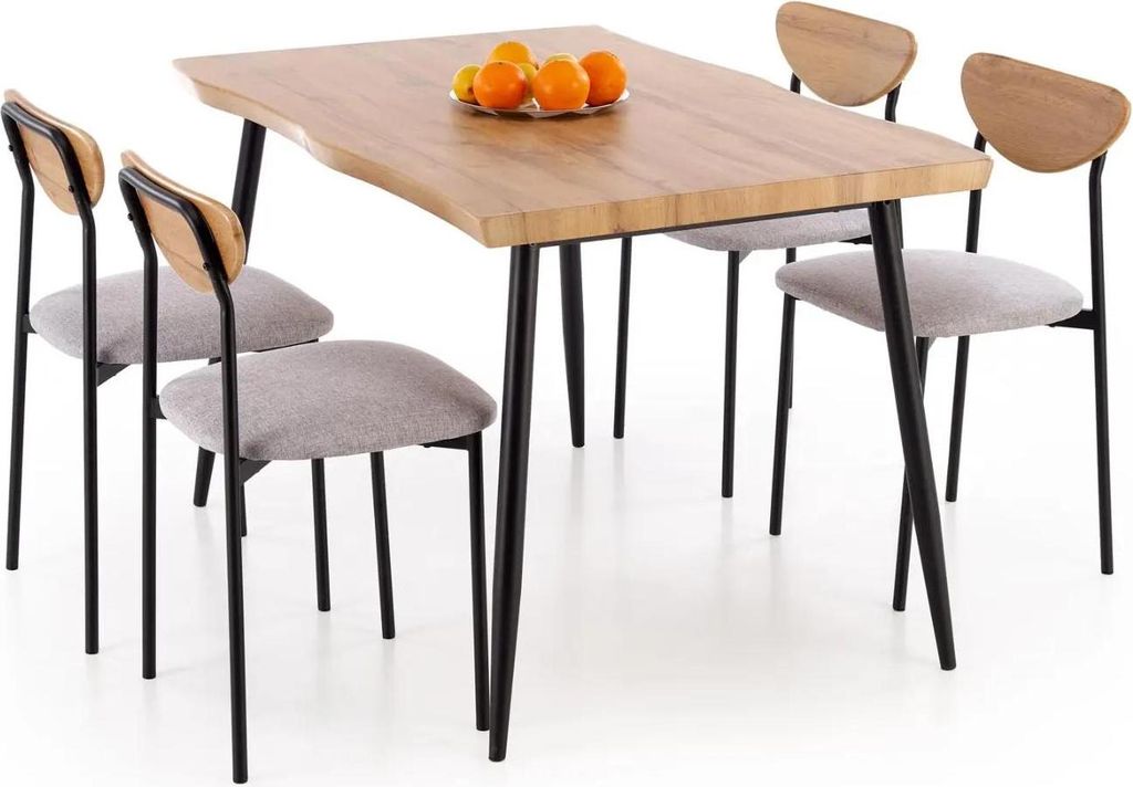 Set DICKY stůl + 4 židle dub přírodní/černá Obrázek produktu 