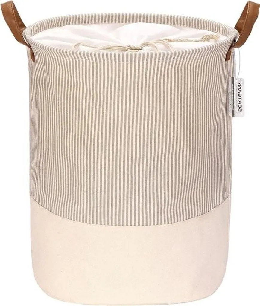 Corbeille à Linge Pliante Imperméable en Toile Grise - Format 44x35 cm