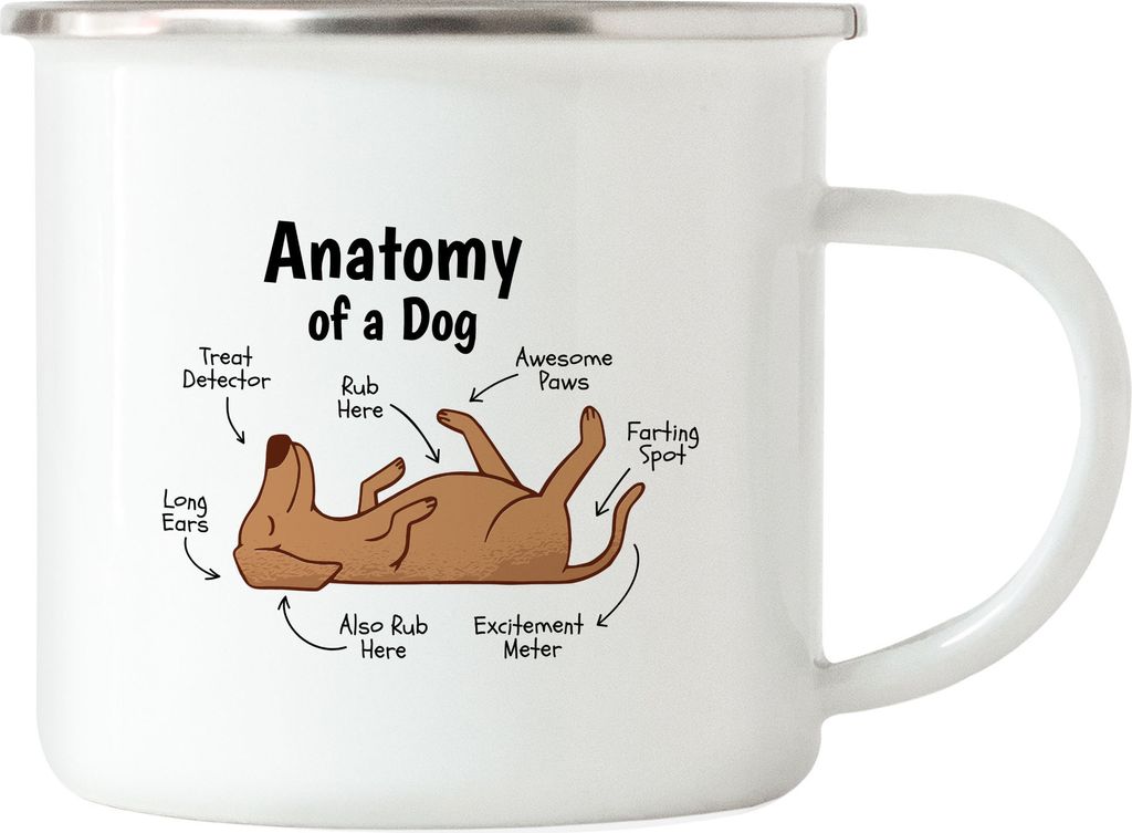 Dog Anatomy Hunde Anatomie Emaille Tasse Mit Hund Motiv Für Hundebesitzer Hundeliebhaber Hundemama Hundepapa