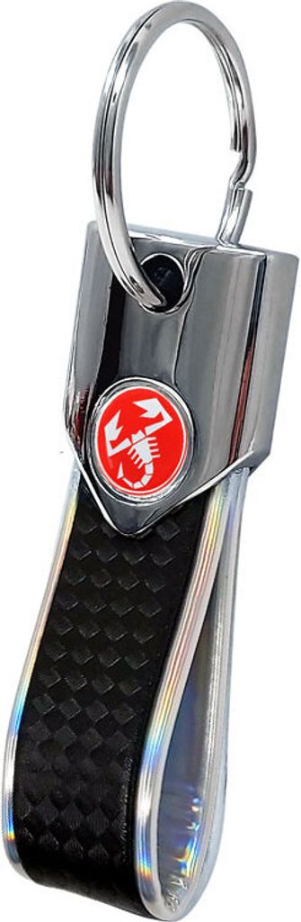 Abarth Offizielle Schlüsselanhäng, Silberfarbe und Karbon mit Rotem Skorpion