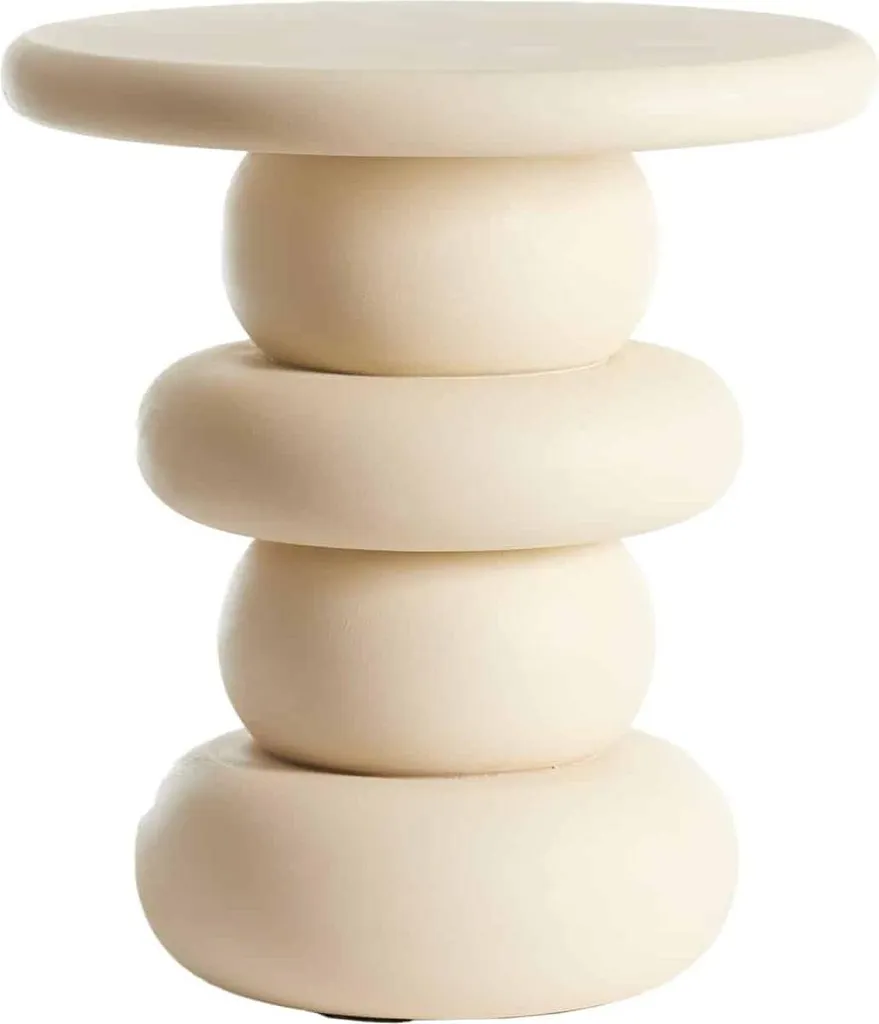 Petite table basse ronde en bois crème AZALAS pour salon et chambre