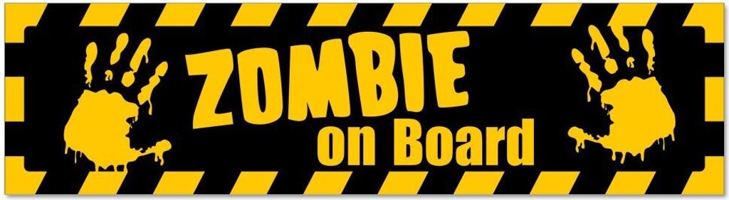 Kiwistar - Autoaufkleber - Gelb - Schwarz - 45 x 12 cm - Zombie ob Board gestreift - Hinweis Aufkleber Sticker für Auto, Kfz, Fahrrad, PKW, LKW