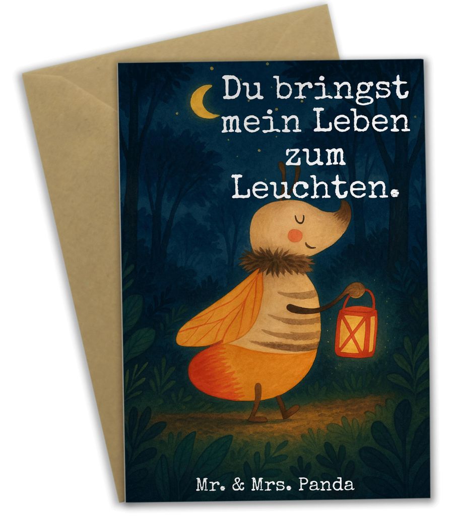 Mr. & Mrs. Panda Grußkarte Glühwürmchen Design - Weiß - Geschenk, einladungskarten, osterkarte, Liebe, Grußkarten, dankeskarten, Liebesspruch,...