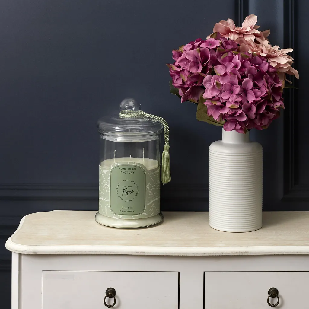 Bougie Parfumée Décorative Verte 29cm pour Salon et Grande Table