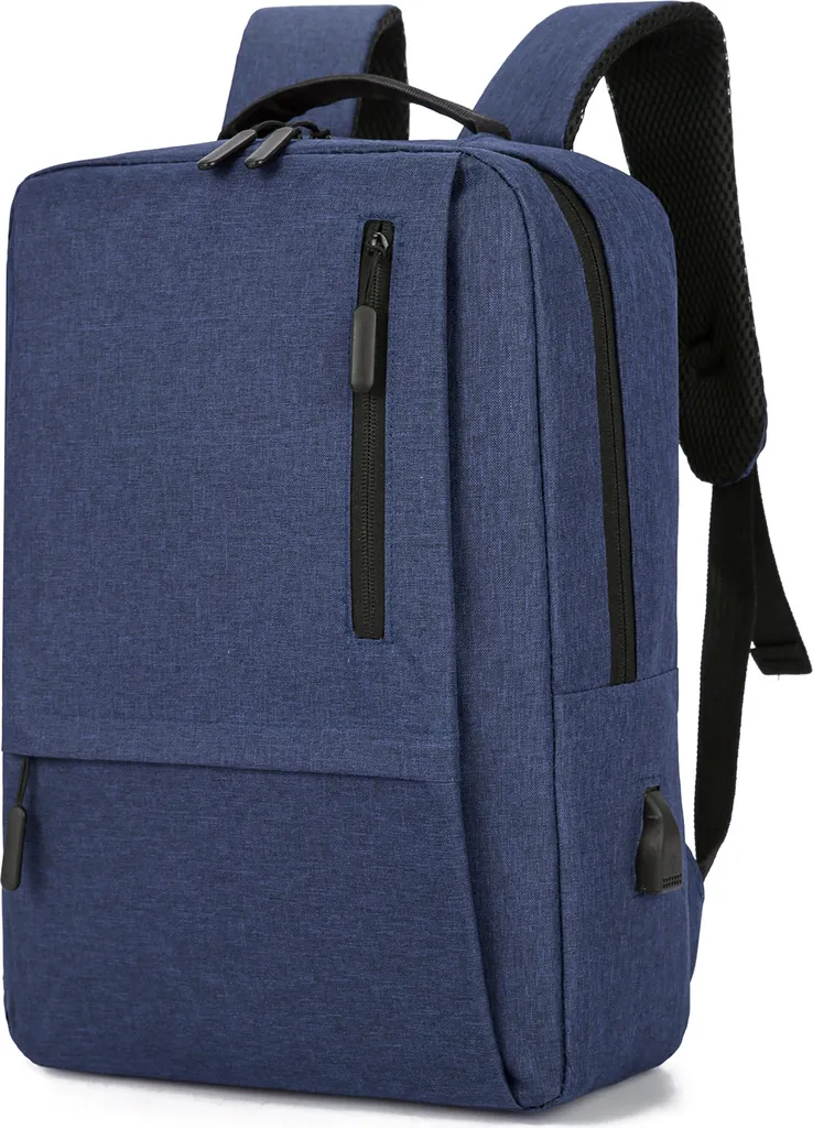Sac à dos ordinateur 15,6 pouces imperméable en tissu Oxford bleu USB