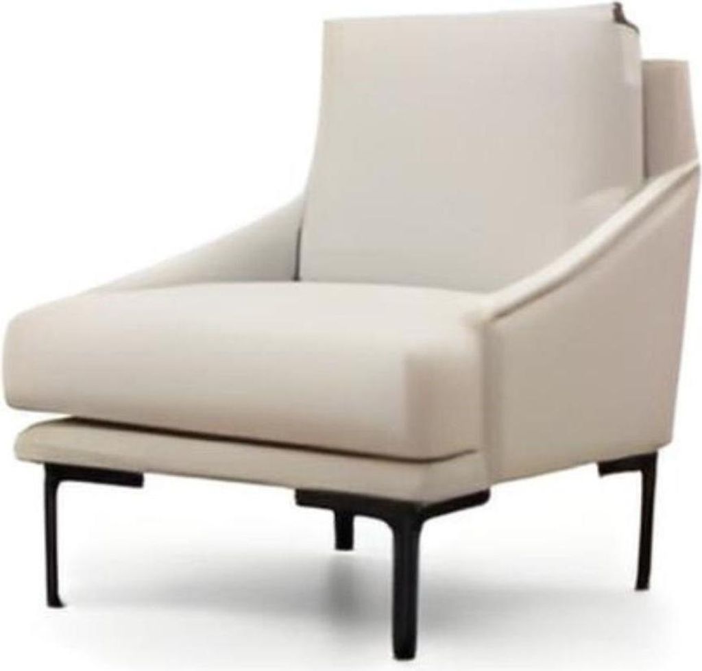 Sessel Weiß Einfarbig Modern Design Stil Wohnzimmer Arbeitszimmer Textil