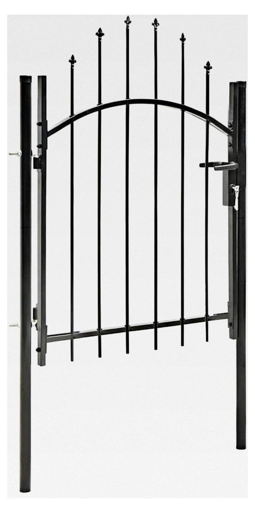 Schwarz gepuderter Stahl Gartenzaun Tor 1x1,5m mit Sicherheitssperre für Innenhof und Terrasse