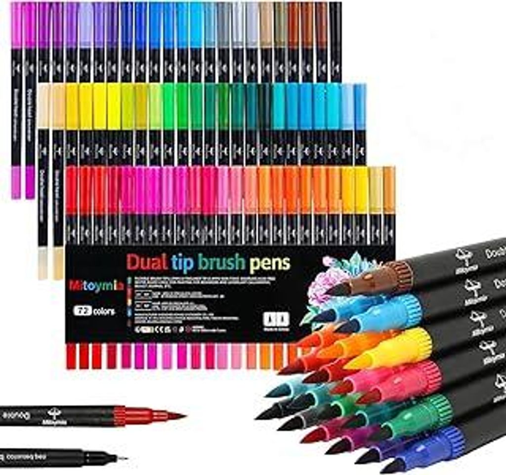 Dual Brush Pen Set Filzstifte 72 Farben Pinselstifte Marker Fineliner für Malbücher stifte set, Handlettering, Mandala Lettering, Stifte,Erwachsene