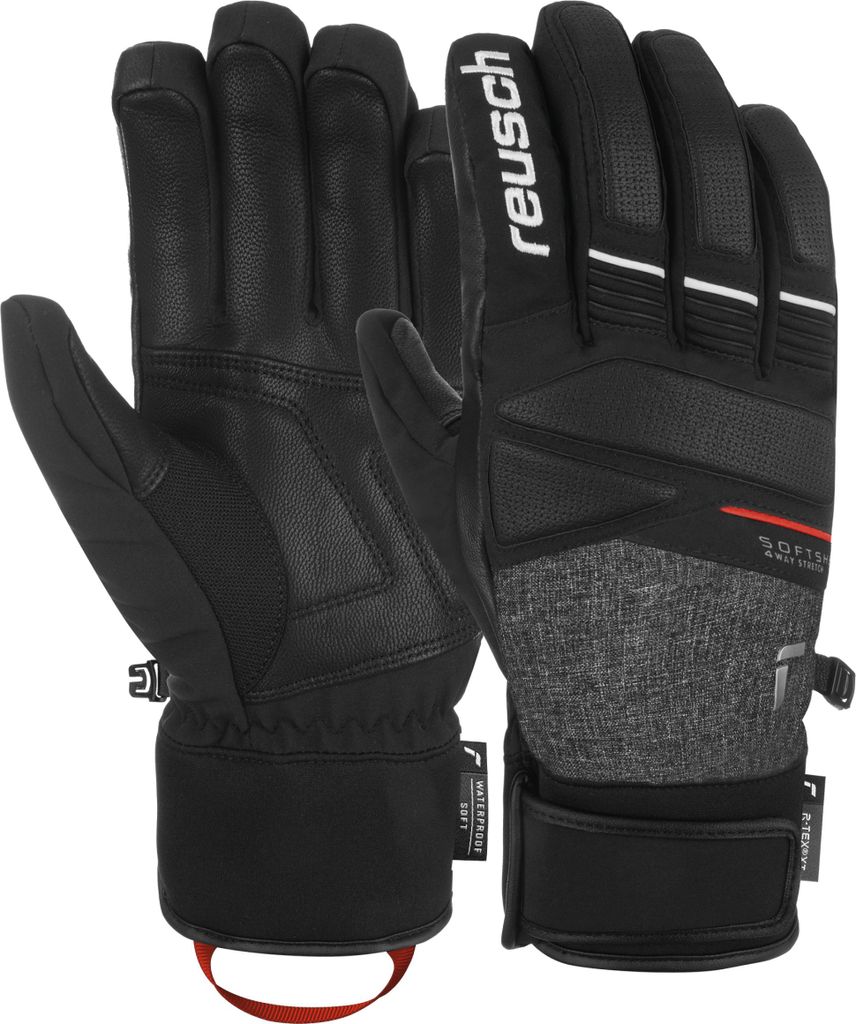 Reusch Fingerhandschuhe Thunder R-TEX XT mit wasser- und winddichter Membran 7680 blck/blck melang/fire red 10.5