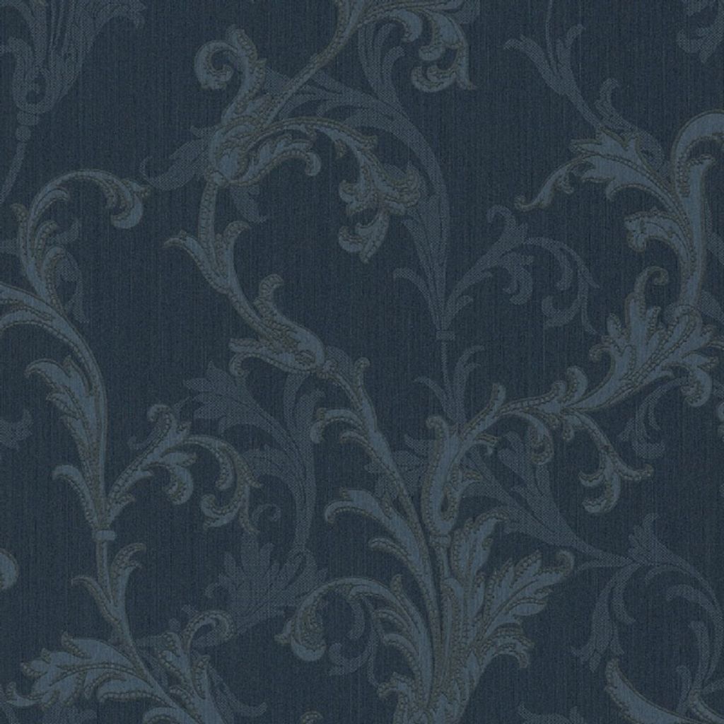 Casa Padrino Barock Textiltapete Blau 10,05 x 0,53 m - Hochwertige Wohnzimmer Tapete im Barockstil